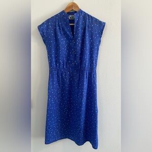 Vintage Hand Made Blue Dress - Button top - Medium